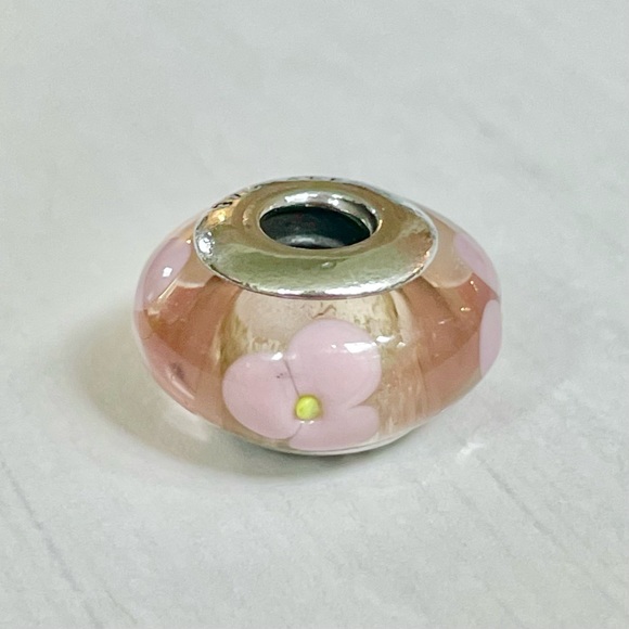 Pandora Pink Flowers / Floral Murano Charm - Picture 2 of 6